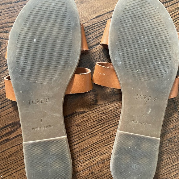 Size 7. J Crew Leather Sandals. Camel Brown. - Picture 2 of 3